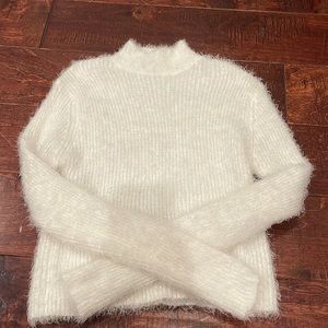 White fuzzy turtleneck